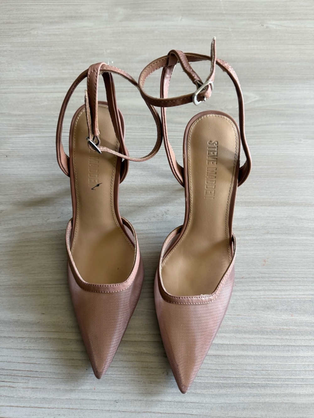 Steve Madden Nude Pink Mesh Strap Pumps